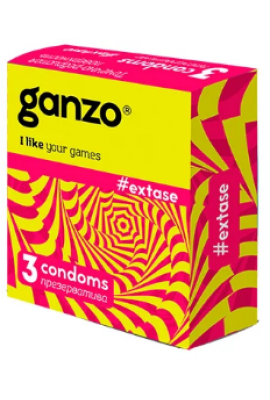 Презервативы "Ganzo Extase", точечно-ребристые, 3 шт.
